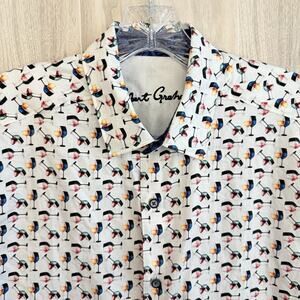 Robert Graham Himes Shirt Mens Medium Short Sleeve Button Down Wine Glass Print
